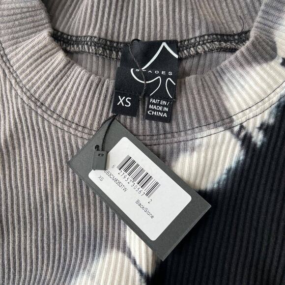 NEW Spades Women’s Dip Dye Long Drop Shoulder Sleeve Tee Shirt in Black / Grey - Picture 7 of 7